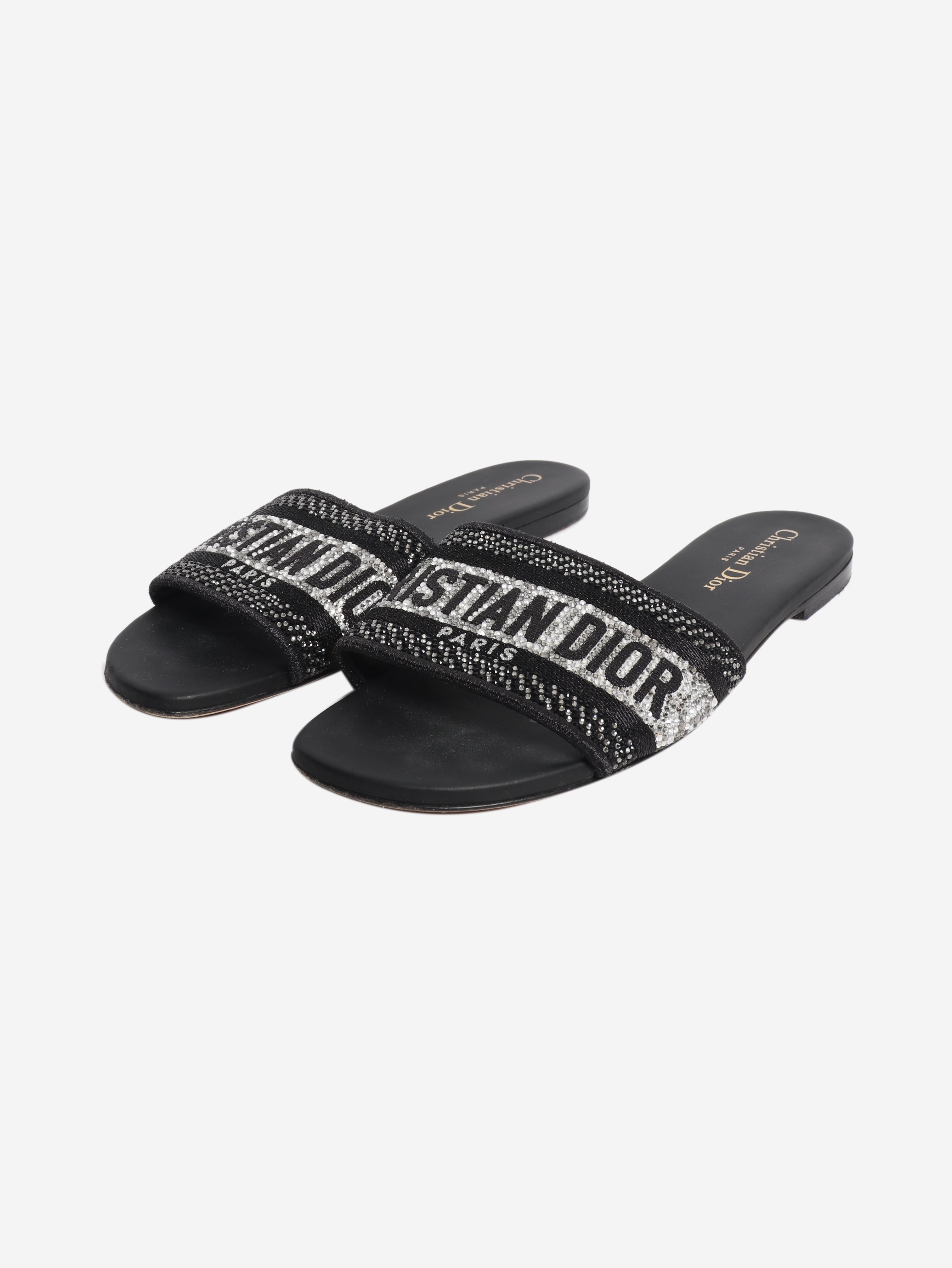 Black Dway crystal slides - size EU 37