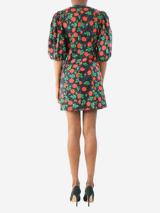 Ganni Black and red floral printed mini dress - size UK 6