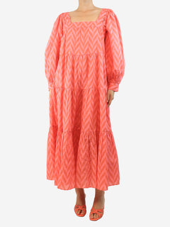 Pink zig-zag printed midi dress - size UK 10 Dresses Ulla Johnson 