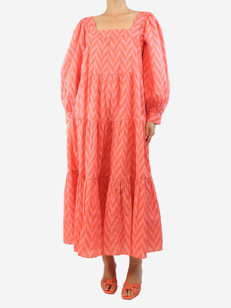 Pink zig-zag printed midi dress - size UK 10 product image