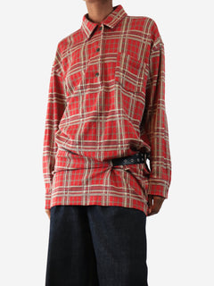Red Blamdia check cotton shirt - size UK 8
