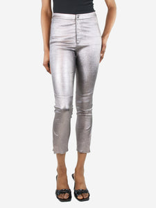 Isabel Marant Silver metallic straight-leg trousers - size UK 8