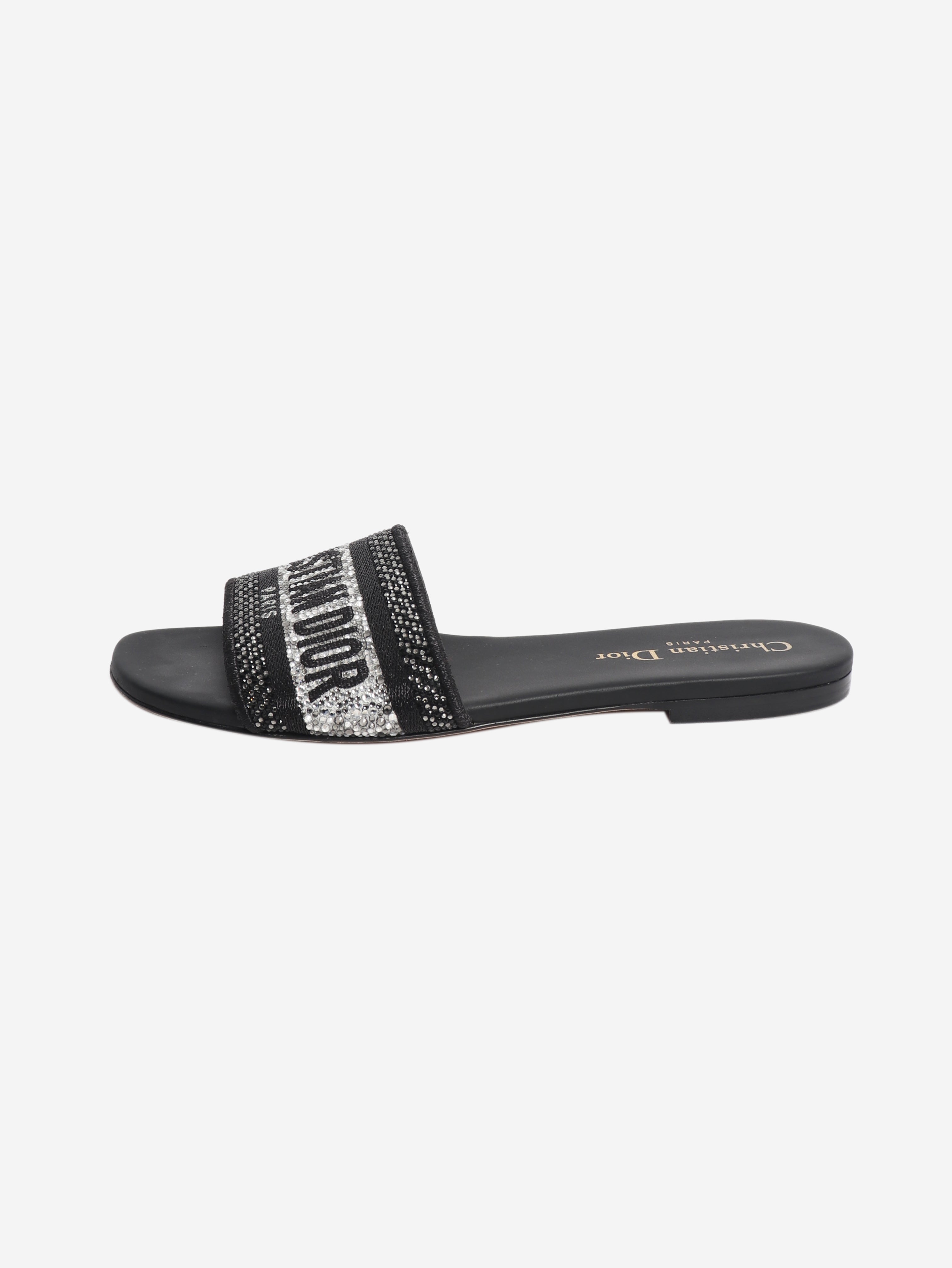 Black Dway crystal slides - size EU 37