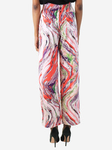 Prada Cream silk floral printed trousers - size UK 6