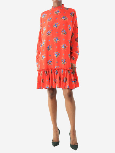 Red floral silk dress - size UK 6 Dresses Ganni 