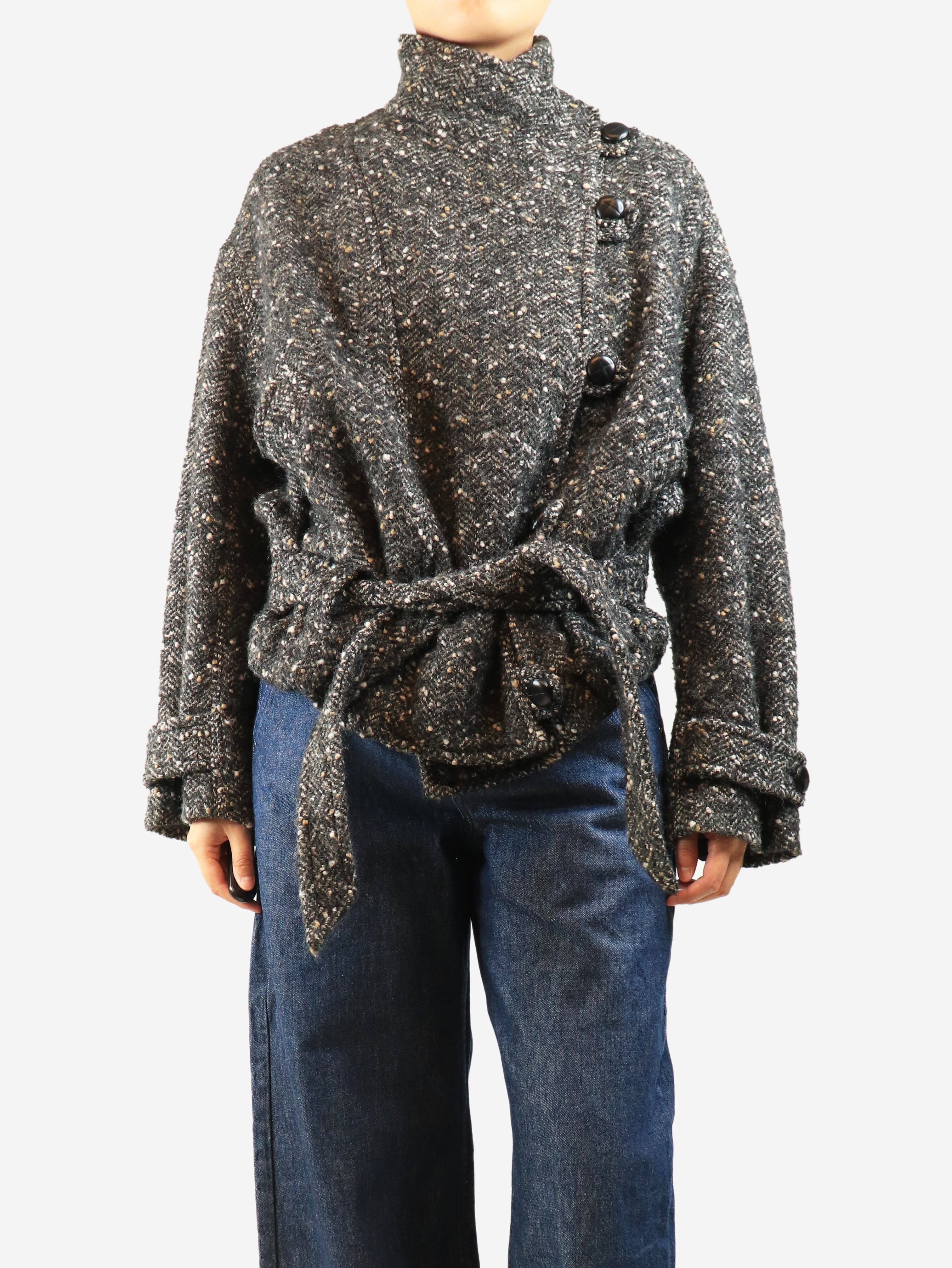 Grey tweed belted jacket - size UK 10 Coats & Jackets Isabel Marant Etoile 