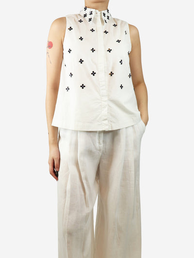 White flower embellished top - M Tops Dorothee Schumacher 