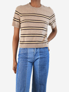ME+EM Brown cashmere striped top - size XS