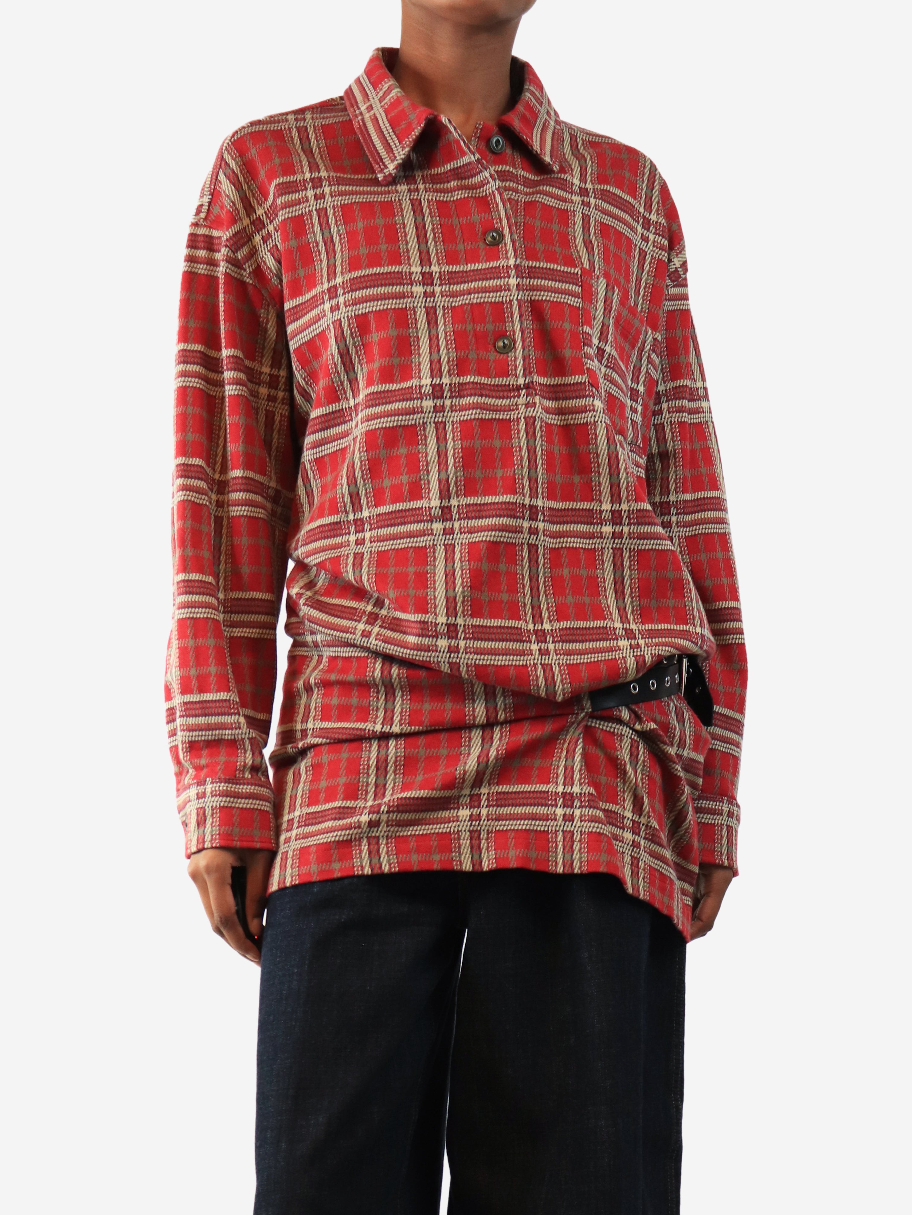 Red Blamdia check cotton shirt - size UK 8