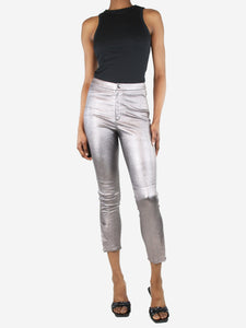 Isabel Marant Silver metallic straight-leg trousers - size UK 8