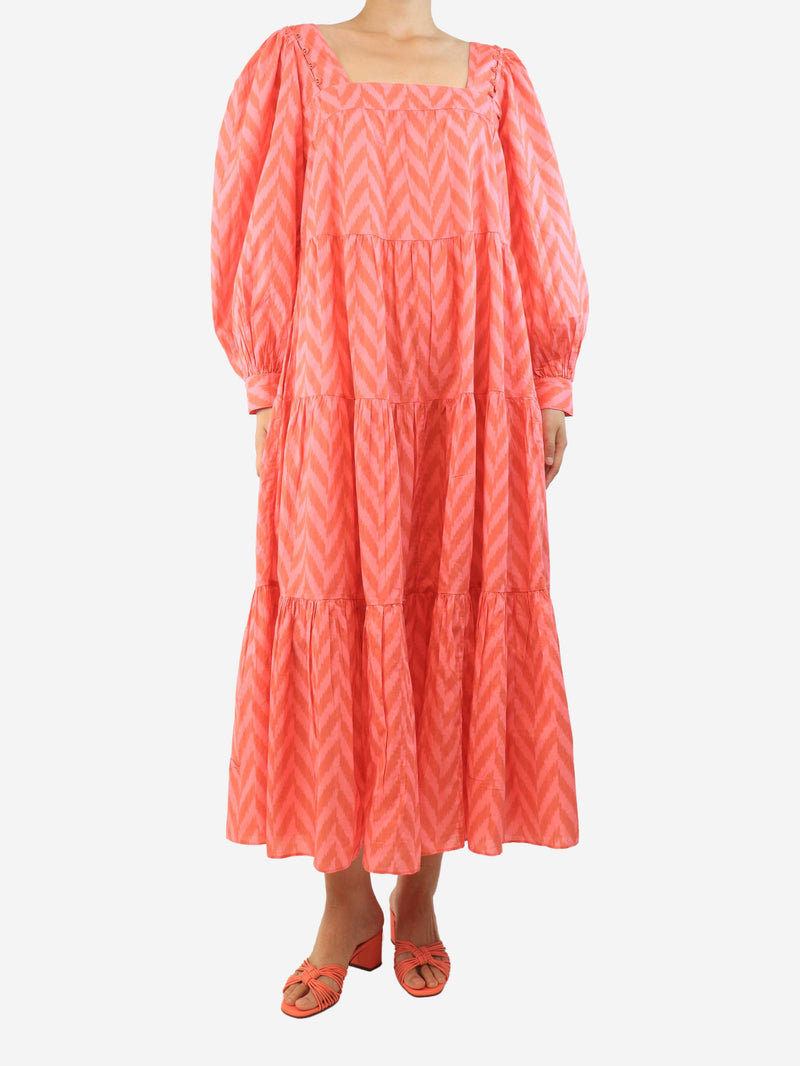 Pink zig-zag printed midi dress - size UK 10 Dresses Ulla Johnson 