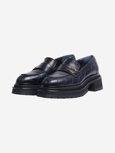 Chanel Dark blue chunky quilted leather loafers - size EU 36.5