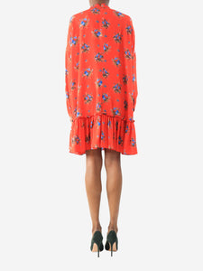 Ganni Red floral silk dress - size UK 6