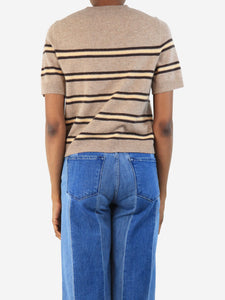 ME+EM Brown cashmere striped top - size XS