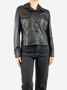 Joseph Black Salvador cropped leather jacket - size UK 12