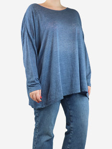 Eskandar Blue boat-neck top - size One Size