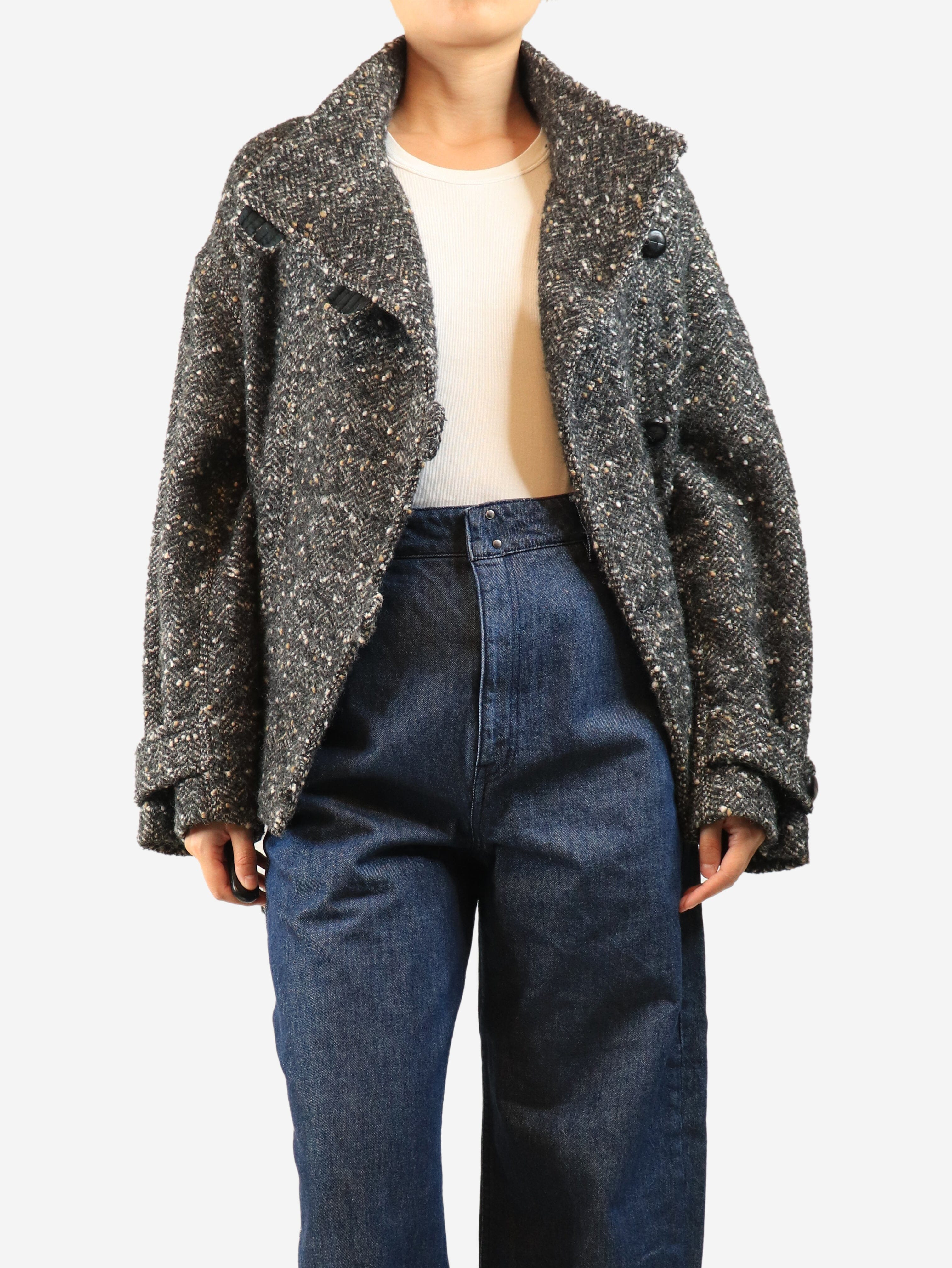 Grey tweed belted jacket - size UK 10 Coats & Jackets Isabel Marant Etoile 