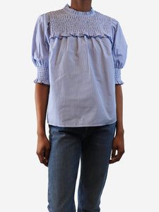 Munthe Munthe Blueand white shirred stripe blouse - size UK 6