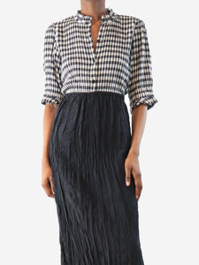 Apiece Apart Black and white gingham shirred shirt - size UK 4