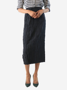 Toteme Black crinkled silk midi skirt - size UK 6