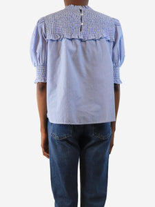 Munthe Munthe Blueand white shirred stripe blouse - size UK 6