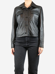 Joseph Black Salvador cropped leather jacket - size UK 12