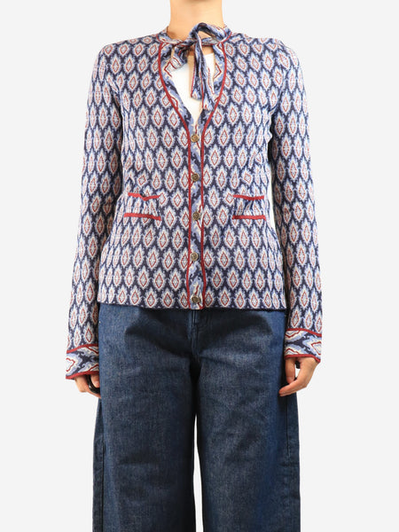 Blue jacquard cardigan - size UK 12 product image