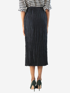 Toteme Black crinkled silk midi skirt - size UK 6