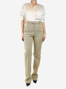 Bottega Veneta Beige herringbone boucle pants - size UK 10