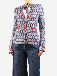 Blue jacquard cardigan - size UK 12 Knitwear Etro 