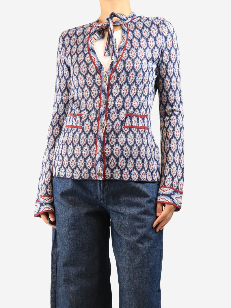 Blue jacquard cardigan - size UK 12 Knitwear Etro 