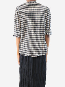 Apiece Apart Black and white gingham shirred shirt - size UK 4