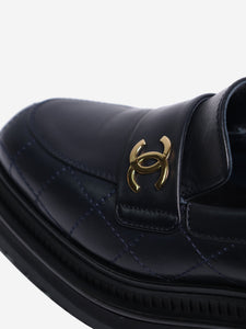 Chanel Dark blue chunky quilted leather loafers - size EU 36.5