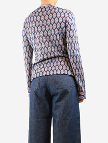 Blue jacquard cardigan - size UK 12 Knitwear Etro 