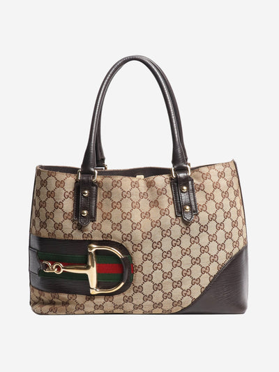 Brown GG canvas and leather tote bag Tote Bags Gucci 