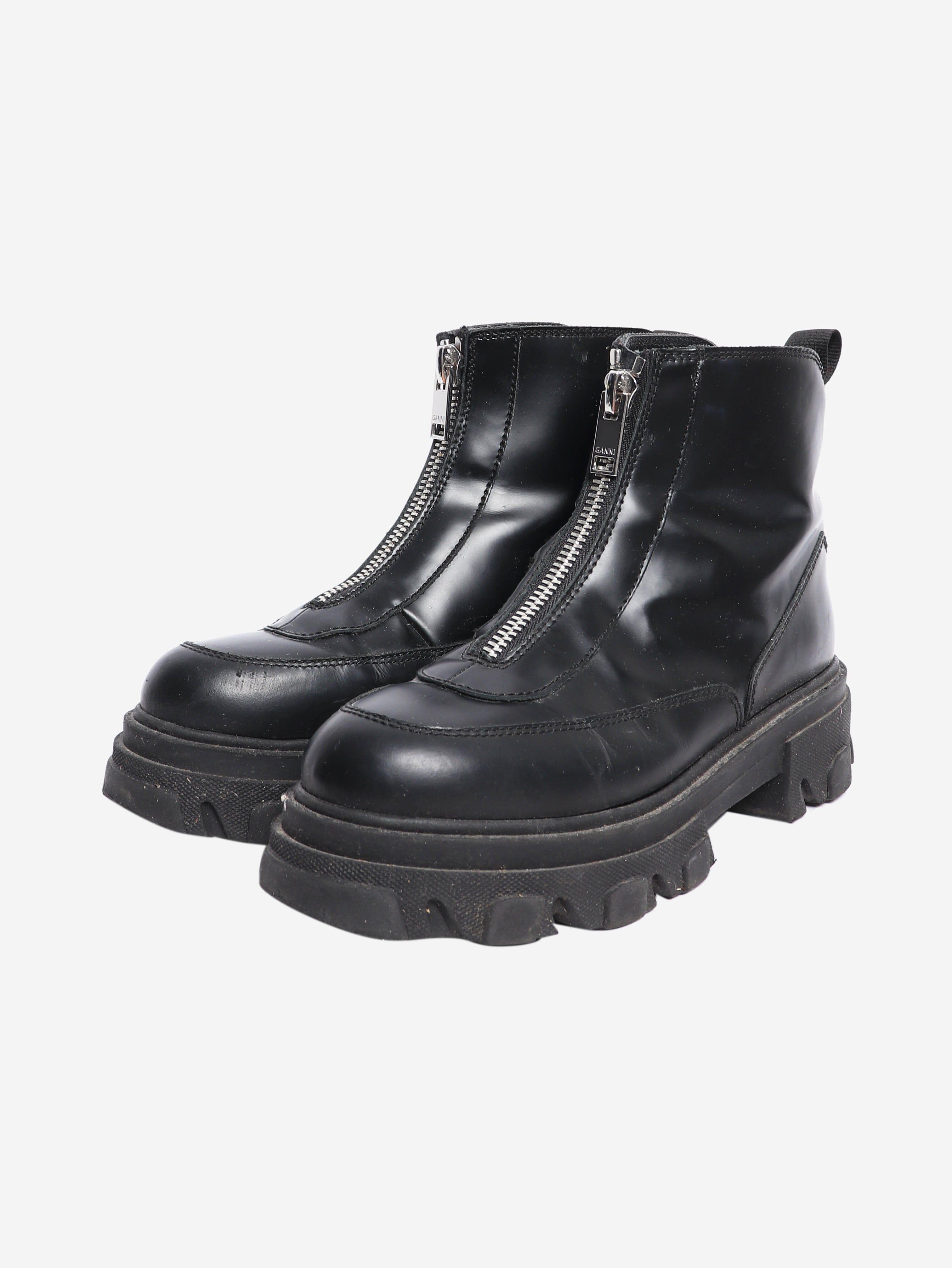 Black ankle chunky boots - size EU 40 (UK 7) Boots Ganni 