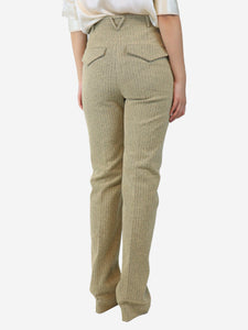 Bottega Veneta Beige herringbone boucle pants - size UK 10