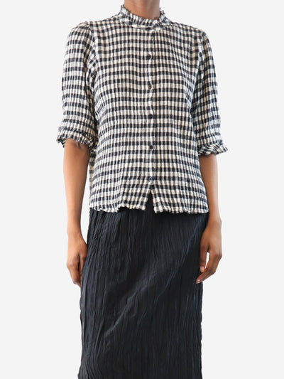 Black and white gingham shirred shirt - size UK 4 Tops Apiece Apart 