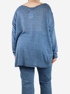 Eskandar Blue boat-neck top - size One Size