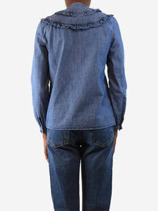 A.P.C. Blue frill denim shirt - size UK 6
