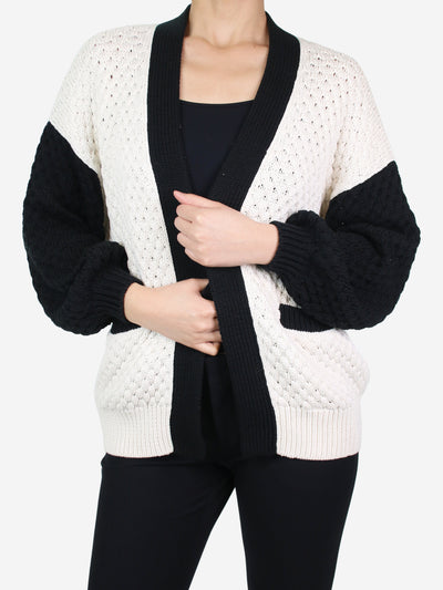 Cream two-tone pocket cardigan - size S Knitwear Co 