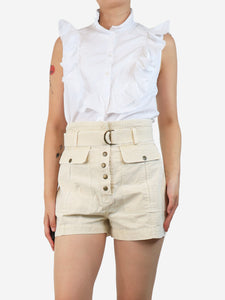 G. White sleeveless ruffled shirt - size UK 12