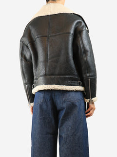 Black shearling biker jacket - size UK 8 Coats & Jackets Yves Salomon 