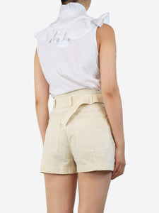 G. White sleeveless ruffled shirt - size UK 12