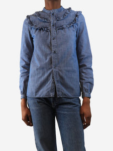 A.P.C. Blue frill denim shirt - size UK 6