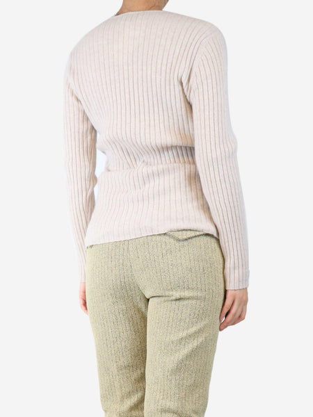 Neutral ribbed cashmere jumper - size L alternate image