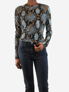 Proenza Schouler Black long-sleeved snake-print top - size XS