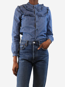 A.P.C. Blue frill denim shirt - size UK 6