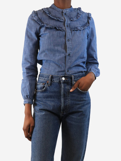 Blue frill denim shirt - size UK 6 Tops A.P.C. 