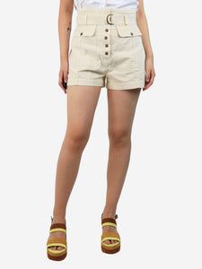 Ulla Johnson Cream belted mini cargo shorts - size UK 10
